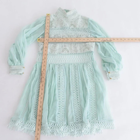 Zimmerman Rhythm Spiral Empire Dress Mint Green Lace & Chiffon Dress Size 0 - Picture 2 of 16